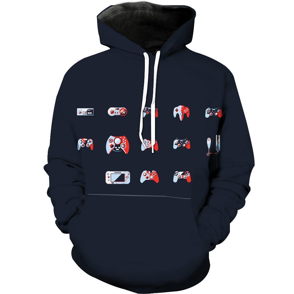 Level Up Your Style With Evolution Of The Game Controller Nintendo Playstation Xbox Hoodie 3D