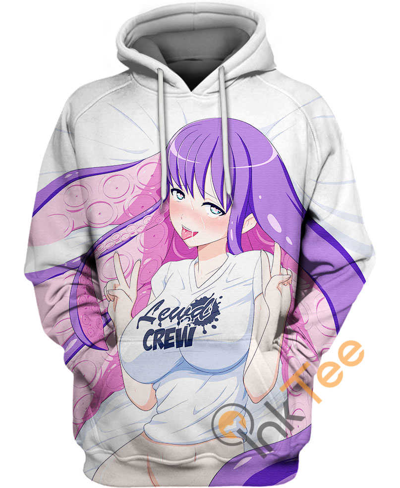 Lewd Crew Hentai Ahegao Custom All Over Print 3D Hoodie For Men