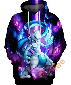 Light Blue Mewtwo 3D Hoodie With All Over Print For Men