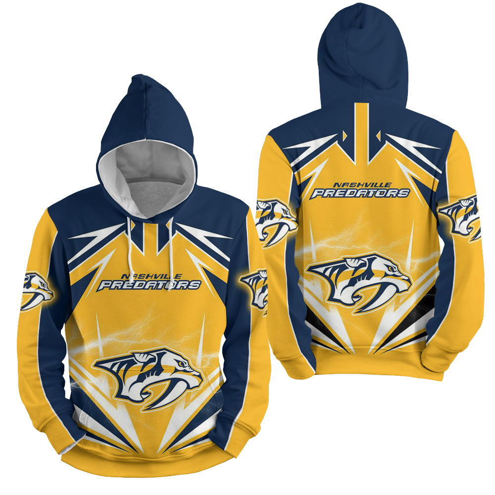 Light Up The Night With Nhl Nashville Predators Lighting 3D Full Over Print Hoodie Zip Hoodie Sweater Tshirt 3