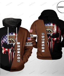 Limited Edition All Over Print Western Michigan Broncos Flag Skull 3D Hoodie For Men