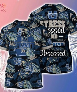 [Limited] Utah State Aggies Hawaiian  And Shorts With All Over Print Design, Ideal Gift For Fathers Day