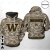 Look Awesome With Washington Huskies Ncaa Camo Veteran Awesome 3D Hoodie 
