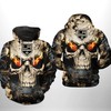 Los Angeles Kings Nhl Skull 3D All Over Print Zip-Up Hoodie For Fans 