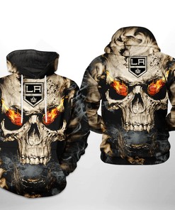 Los Angeles Kings Nhl Skull 3D All Over Print Zip-Up Hoodie For Fans