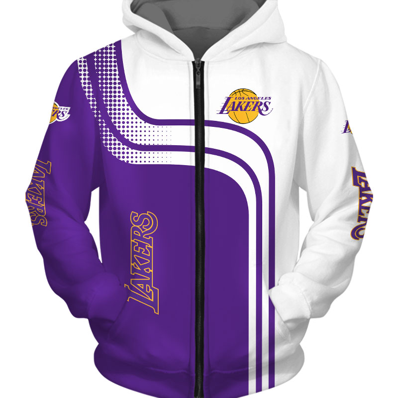 Los Angeles Lakers Hoodie 3D Zip Hoodie For Fans - Cool 3D Printed Hoodies