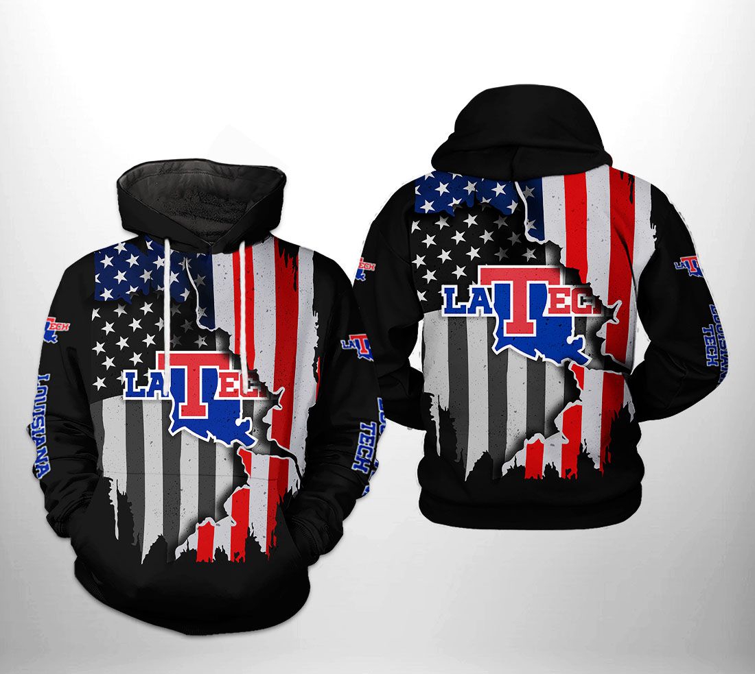 Louisiana Tech Bulldogs Ncaa Us Flag 3D All Over Print Hoodie, Zip-Up Hoodie - Custom All Over Print Zip Up Hoodie Men