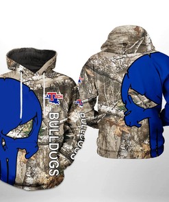 Louisiana Tech Bulldogs Ncaa Us Flag Skull 3D All Over Print Hoodie, Zip-Up Hoodie - Celebrate Game Day In Style