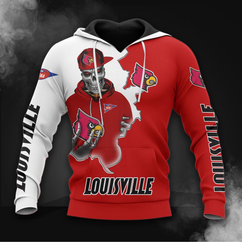 Louisville Cardinals Hoodie Hoodie 3D Zip Hoodie Long Sleeve Zip Hoodie For Fan - All Over Print Hoodie Zip Hoodie Men