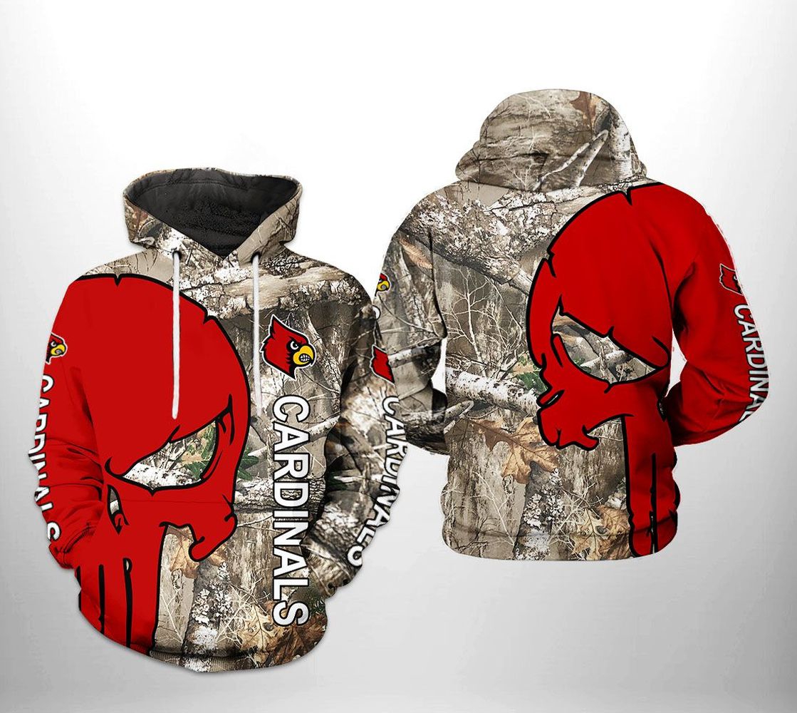 Louisville Cardinals Hoodie Ncaa Camo Veteran Hunting 3D All Over Print Hoodie Zip Hoodie Gifts For Fans