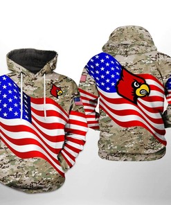 Louisville Cardinals Hoodie Ncaa Us Flag Camo Veteran 3D All Over Print Hoodie Zip Hoodie Gifts For Fans
