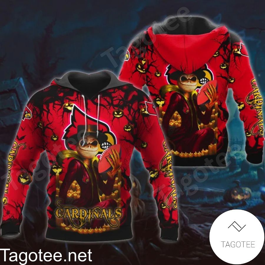 Louisville Cardinals Jack Skellington Halloween 3D All Over Print Zip Hoodie Gifts For Ncaa Fans
