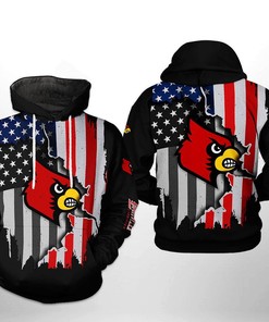 Louisville Cardinals Ncaa Us Flag 3D All Over Print Hoodie Zip Hoodie Gifts For Fans - All Over Print Hoodies For Women