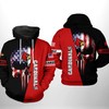 Louisville Cardinals Ncaa Us Flag Skull 3D All Over Print Hoodie, Zip-Up Hoodie - Gifts For Father'S Day