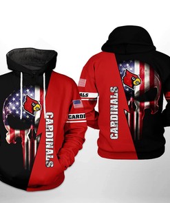 Louisville Cardinals Ncaa Us Flag Skull 3D All Over Print Hoodie, Zip-Up Hoodie - Gifts For Father'S Day