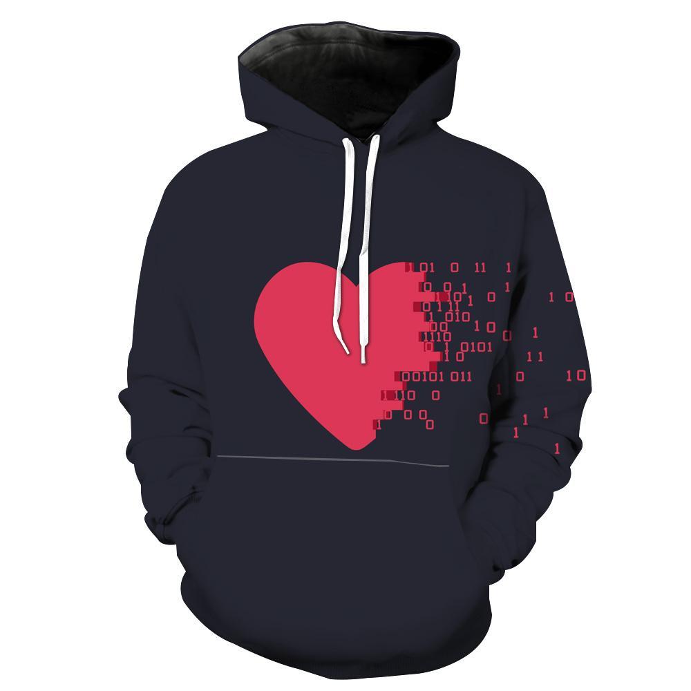 Love Is In The Air With The Binary Heart Love Awesome 3D Hoodie
