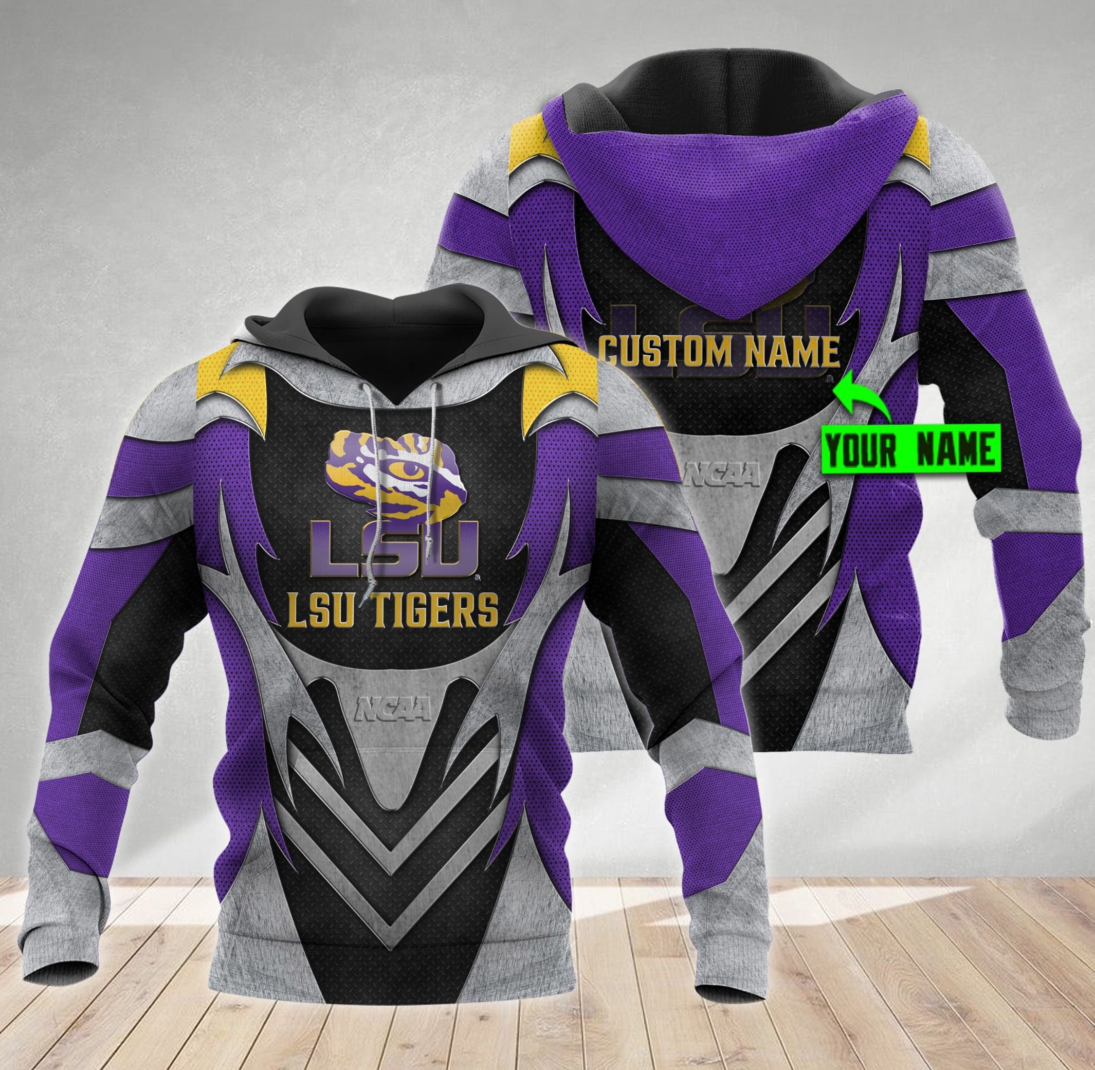 Lsu Tigers 3D Metal Personalized Hoodie 3D All Over Print Zip Hoodie Gifts For Ncaa Fans - Unique 3D Print Hoodies