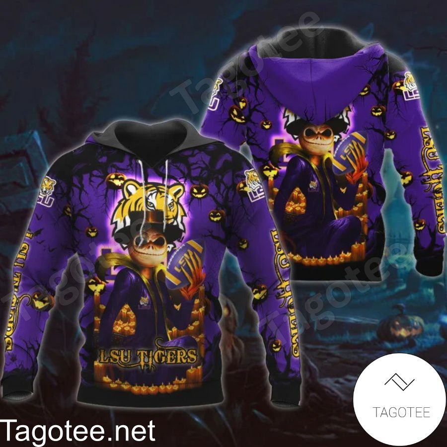 Lsu Tigers Halloween Jack Skellington 3D Zip-Up Hoodie - Great Gift For Ncaa Fans