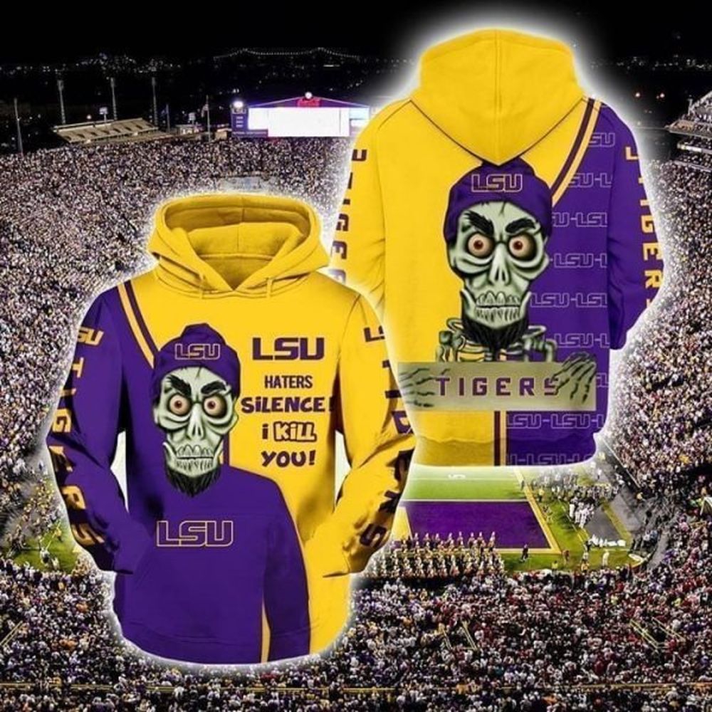 Lsu Tigers Hoodie Haters Silence I Kill You 3D All Over Print Zip Hoodie Gifts For Ncaa Fans - 3D Graphic Hoodies