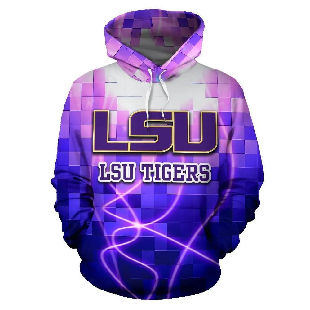 Lsu Tigers Lightning Printed 3D Zip-Up Hoodie - Great Gift For Ncaa Fans