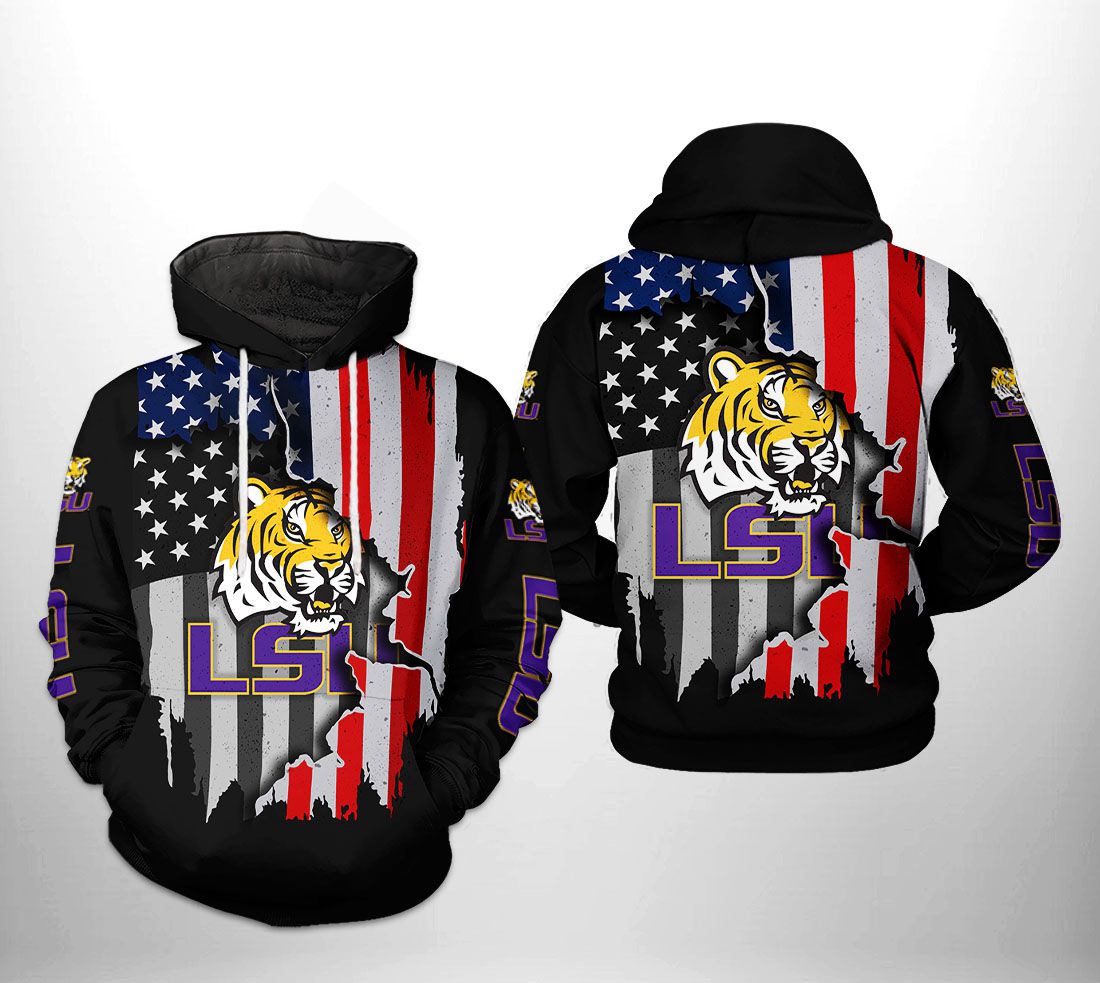 Lsu Tigers Us Flag All Over Print 3D Hoodie, Zip-Up Hoodie - Perfect Gift For Ncaa Fans