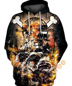 Luffy Ace And Sabo Sport All Over Print 3D Hoodie For Men