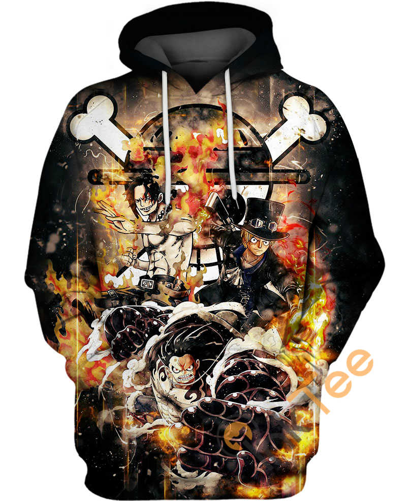 Luffy Ace And Sabo Sport All Over Print 3D Hoodie For Men