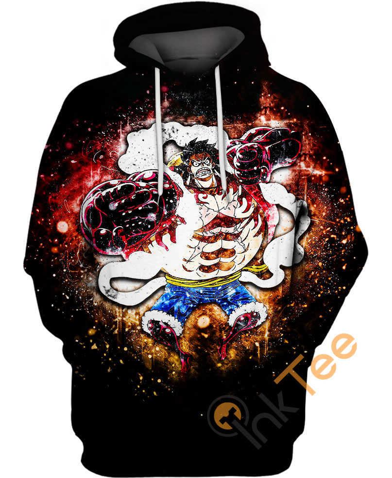 Luffy Rubber Hands All Over Print Zip Up Hoodie For Men