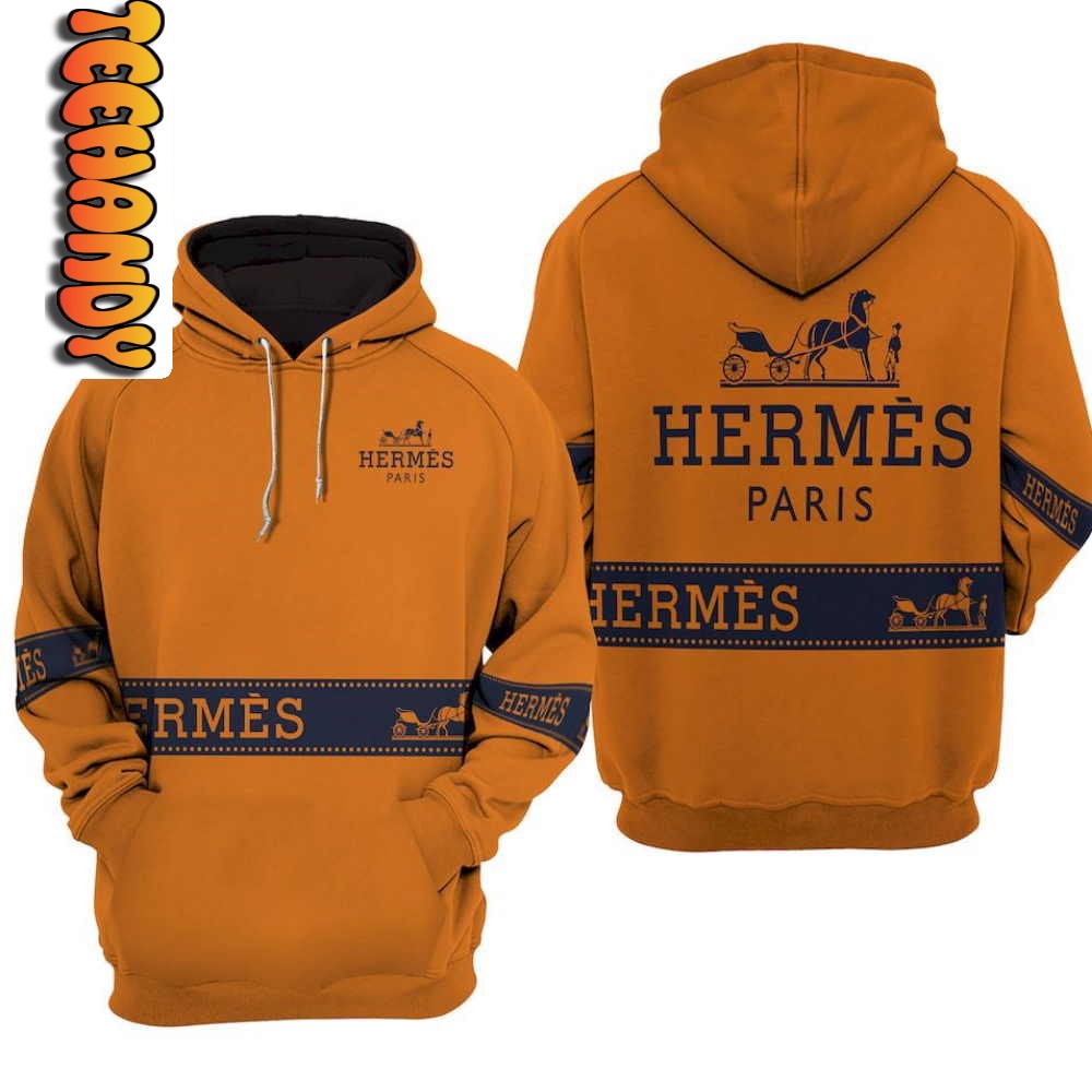 Luxurious Hermes Paris Brand Custom All Over Print Hoodie - Classy Style