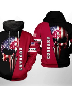Make A Statement With Washington State Cougars Ncaa Us Flag Skull 3D All Over Print Zip-Up Hoodie 