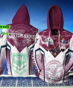 Manly Warringah Sea Eagles Nrl Lightning Mascot Custom Name 3D All Over Printed Hoodie