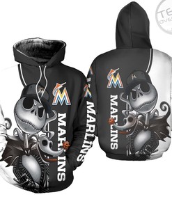 Marlins Jack Skellington And Zero Custom All Over Print Hoodie