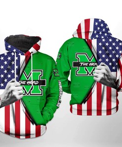 Marshall Thundering Herd Ncaa Us Flag 3D All Over Print Hoodie, Zip-Up Hoodie For Men