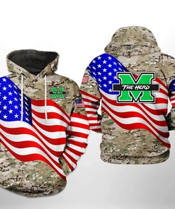Marshall Thundering Herd Ncaa Us Flag Camo Veteran Custom All Over Print Hoodie