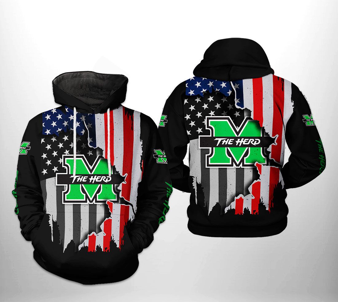Marshall Thundering Herd Ncaa Us Flag Custom 3D Hoodie