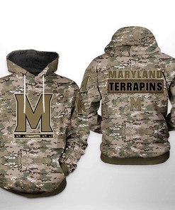 Maryland Terrapins Ncaa Camo Veteran Custom All Over Print Hoodie