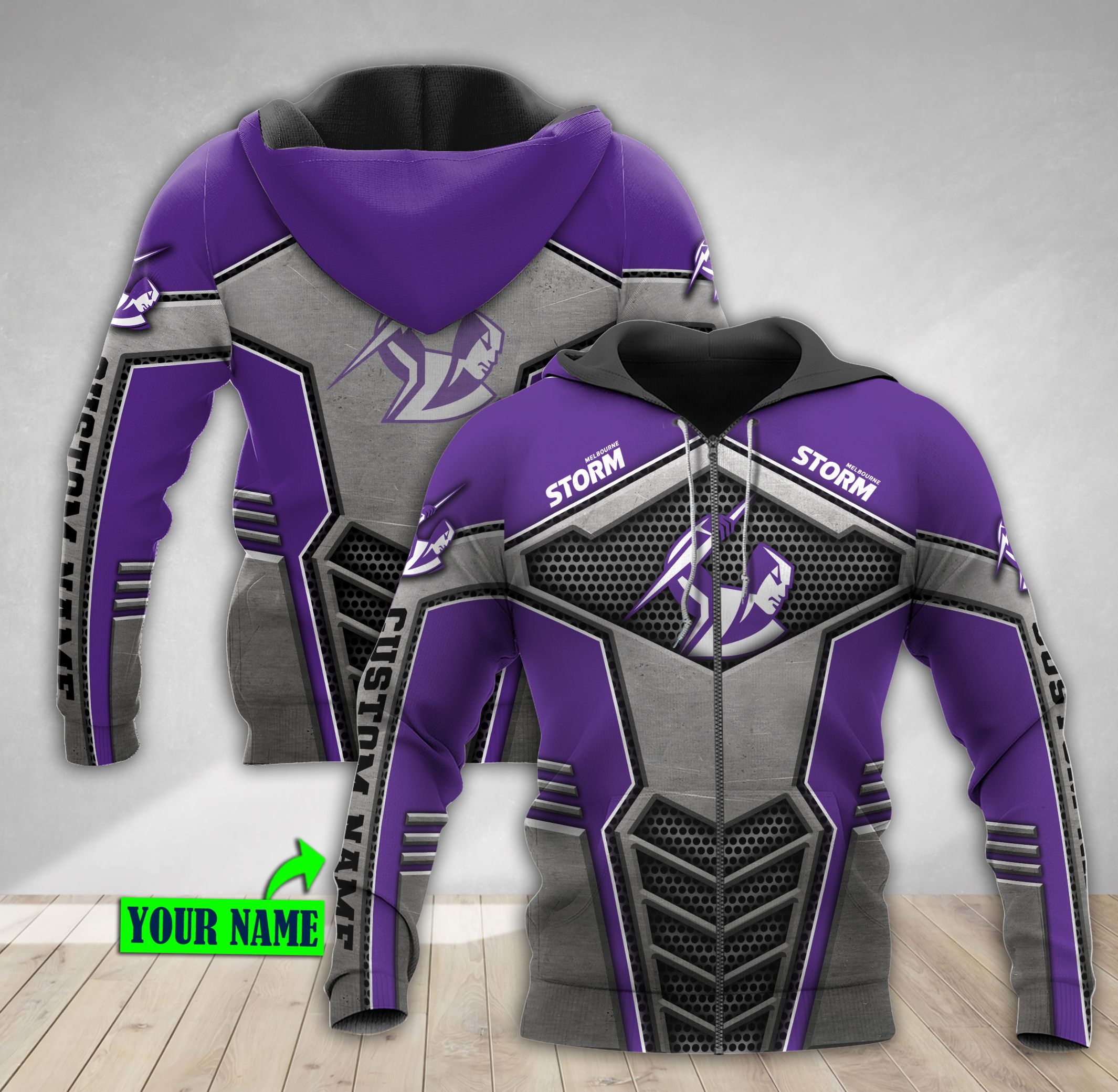 Melbourne Storm Nrl Metal Custom All Over Print 3D Hoodie - Perfect Gift For Fans