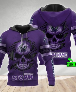 Melbourne Storm Nrl Skull Custom All Over Print 3D Hoodie - Perfect Gift For Fans