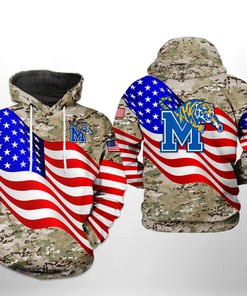 Memphis Tigers Ncaa Us Flag Camo Veteran 3D Printed Hoodie/Zipper Hoodie With 3D Graphics Print