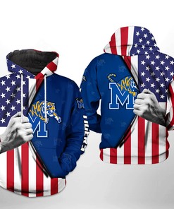 Memphis Tigers Ncaa Us Flag Printful 3D All Over Print Zip Up Hoodie