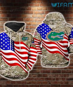 Men'S All Over Print Florida Gators Camouflage Mix Usa Flag Logo Hoodie