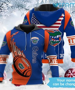 Men'S All Over Print Florida Gators Football American Flag Custom Name Hoodie