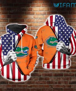 Men'S All Over Print Florida Gators Hand Pull-Out Usa Flag Logo Hoodie