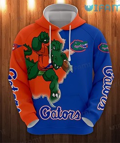 Men'S All Over Print Florida Gators Zip Up Hoodie With Gator Mascot Design