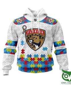 Men'S Nhl Florida Panthers Autism Awareness Custom Name 3D All Over Print Zip-Up Hoodie