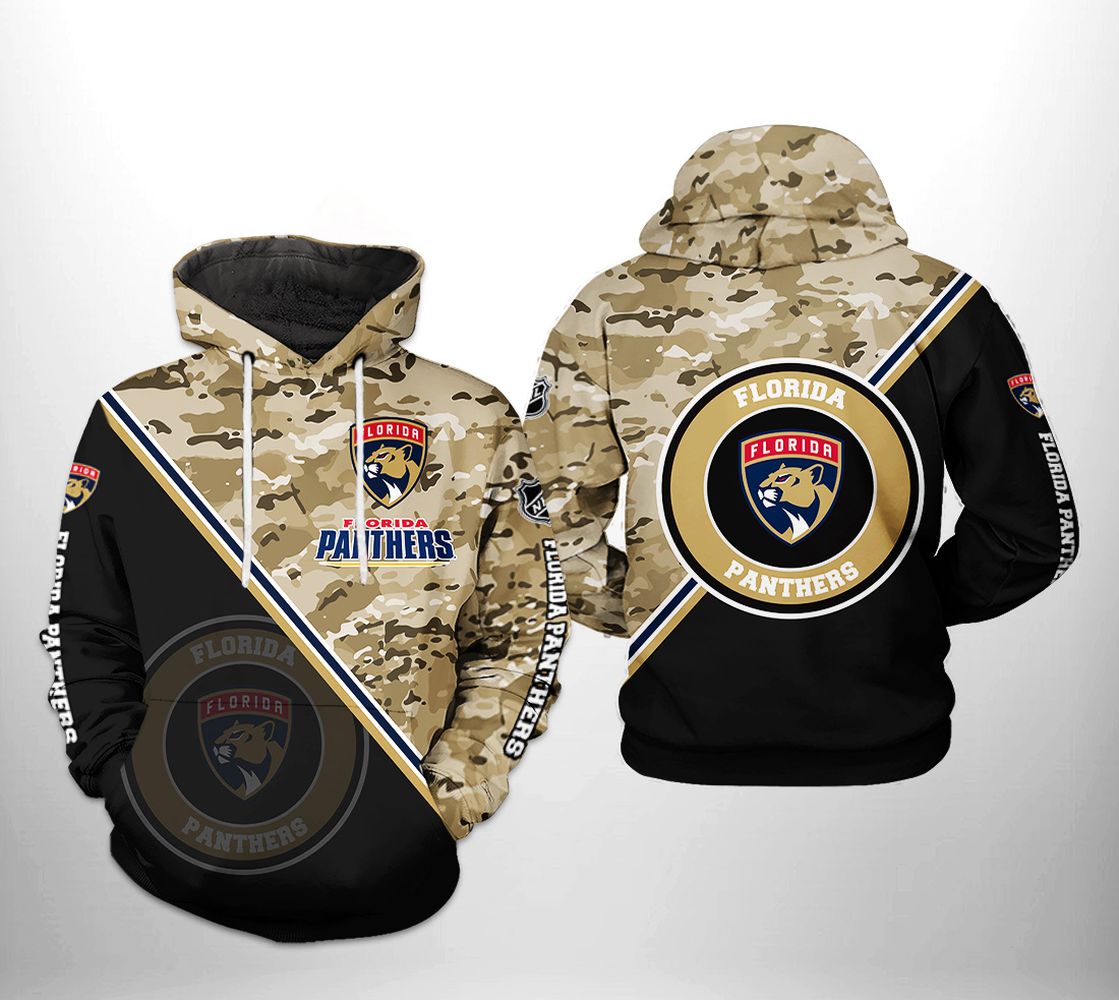 Men'S Nhl Florida Panthers Camo Team All Over Print 3D Hoodie