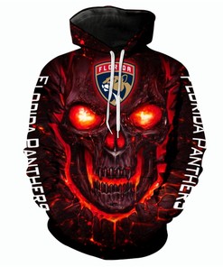 Men'S Nhl Florida Panthers Halloween Skulls All Over Print 3D Pullover Hoodie