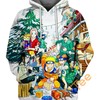 Merry Christmas Naruto Graphic Zip Up Hoodie Men