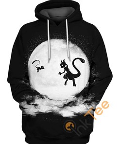 Mew And Mewtwo On Moon 3D Hoodie Women Gift