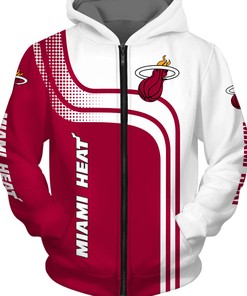 Miami Heat All Over Print 3D Zip Up Hoodie For Men
